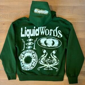 Mind Liquid Studio Transparency Hoodie Forest Green Oversized Unisex Size Small